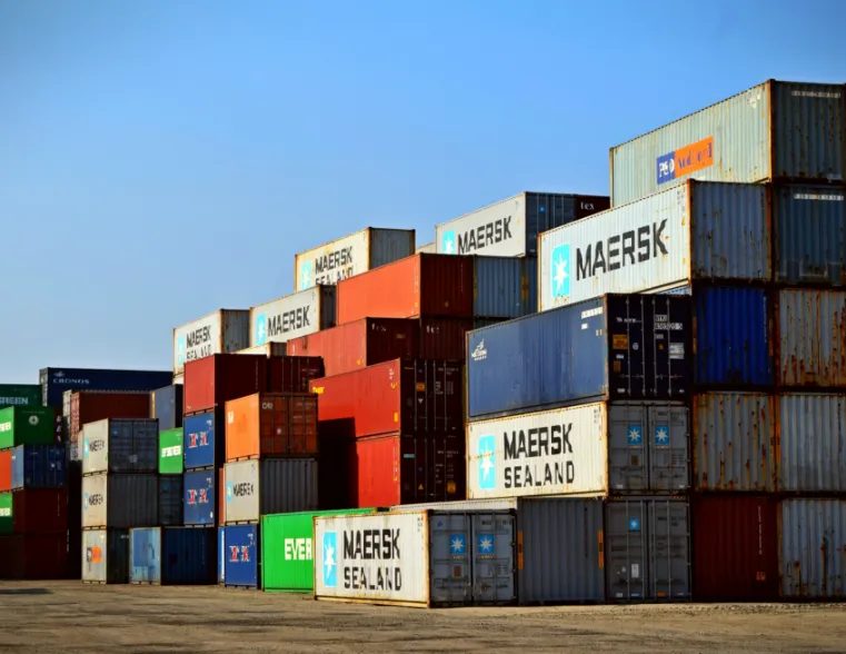 Shipping containers stacked at port