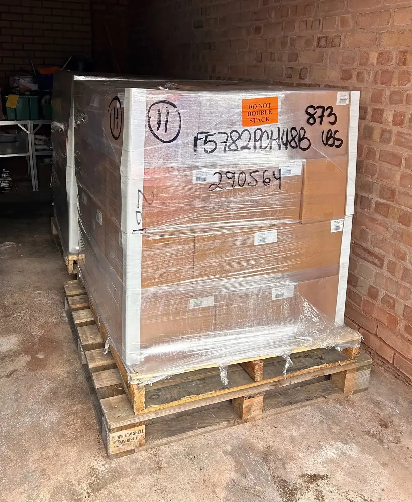 shrink wrapped pallets shipped from USA to UK