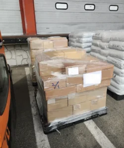 Two shrink wrapped pallets for sea freight from South Korea to the US