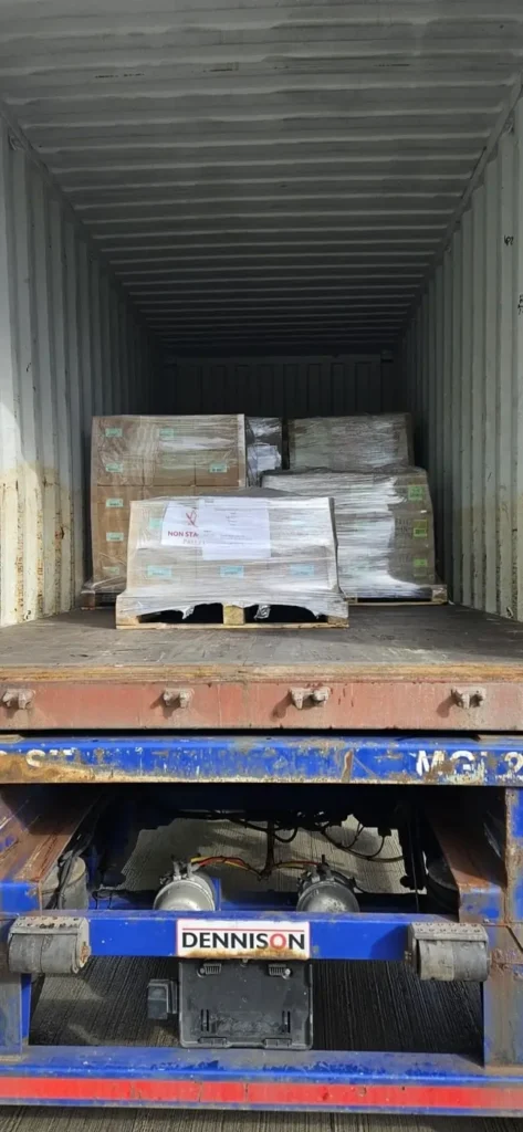 20' container loaded with pallets for sea freight FCL to Chile