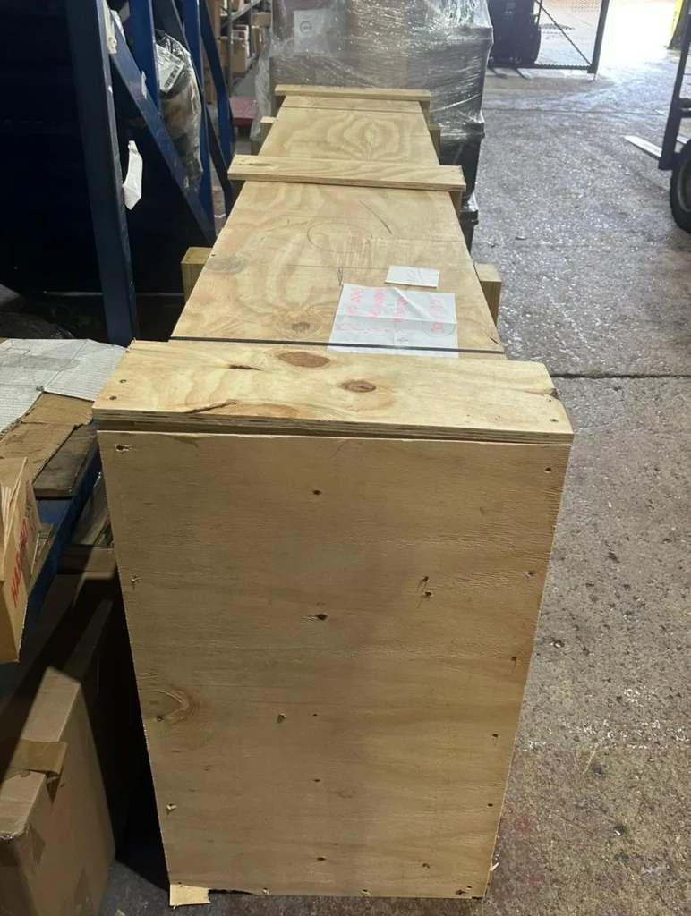 Cargo crated for export to USA, via air freight