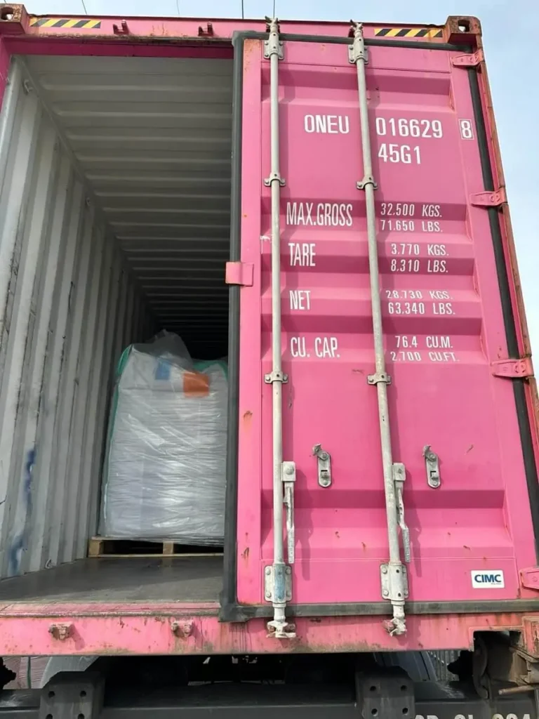 Loaded shipping container for sea freight to USA