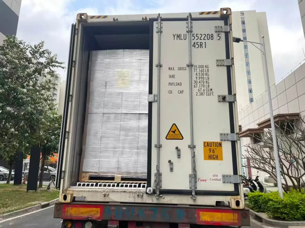 White shipping container for shipping from China to the UK