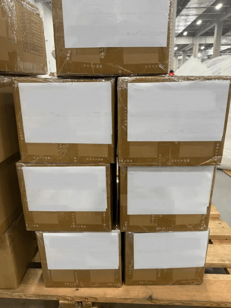 Freight packed for transit in cartons for air freight from China to UK
