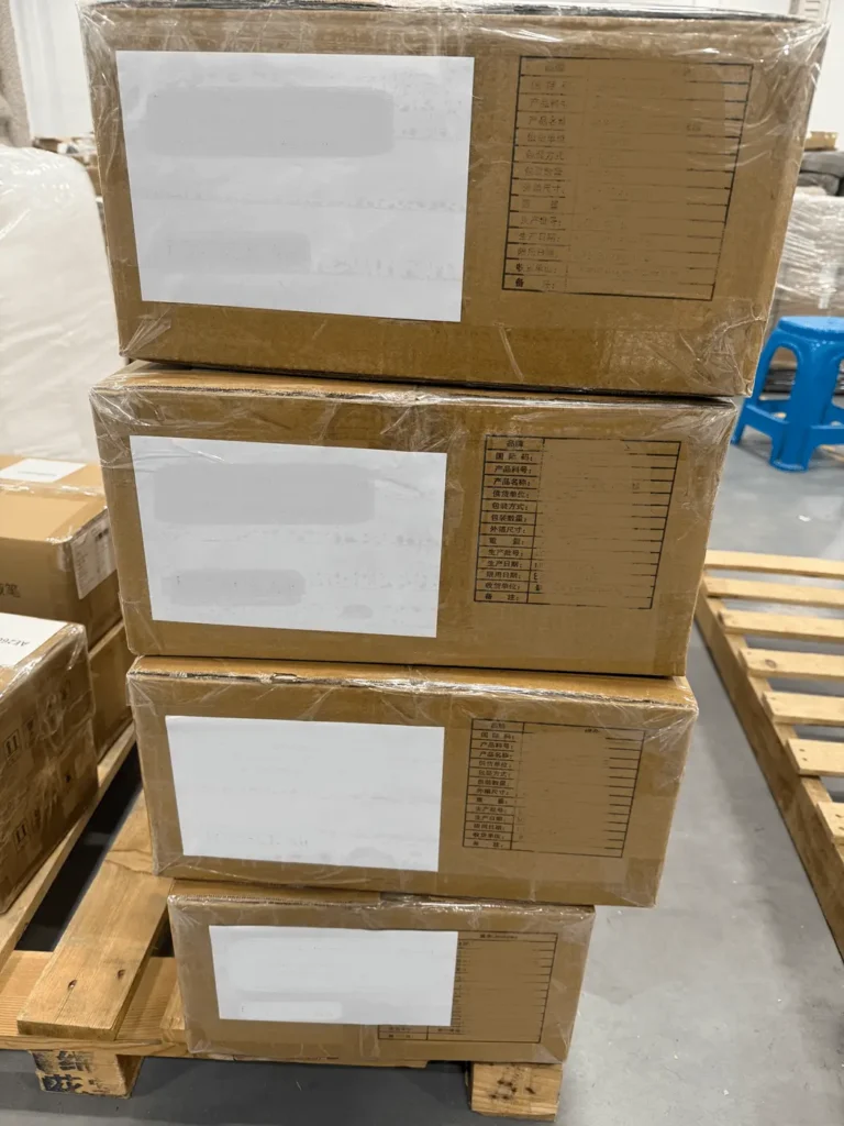Cartons stacked on a pallet for air freight from China