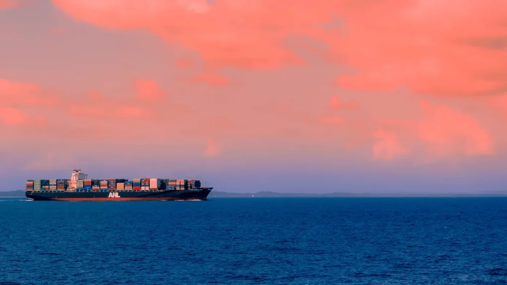 Sea Freight Vessel at sunset